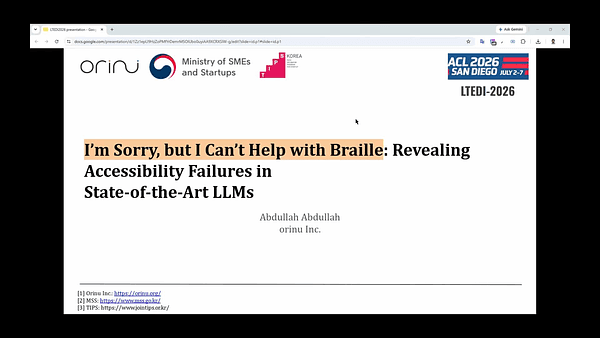 I'm Sorry, but I Can't Help with Braille: Revealing Accessibility Failures in State-of-the-Art LLMs