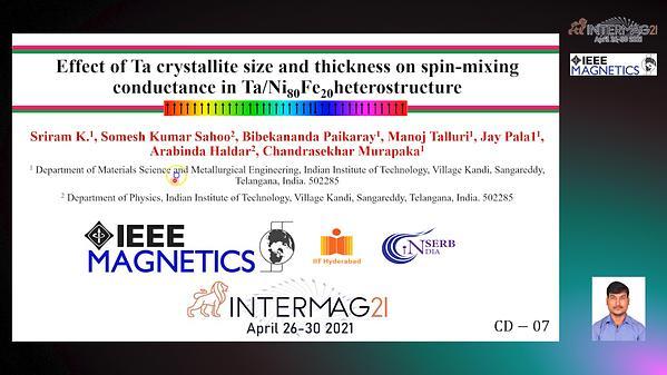  Effect of Ta crystallite size on spin-mixing conductance of Ta/Ni80Fe20 bilayer structure