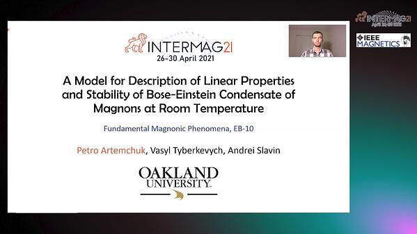  A Model for Description of Linear Properties and Stability of Bose-Einstein Condensate of Magnons at Room Temperature