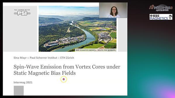  Spin-wave emission from vortex cores under static magnetic bias fields