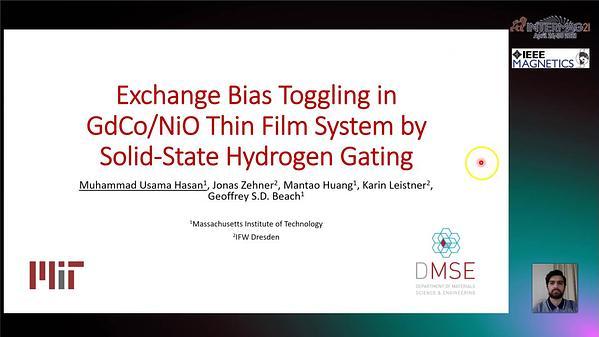  Exchange Bias Toggling in GdCo/NiO Thin Film System by Solid-State Hydrogen Gating