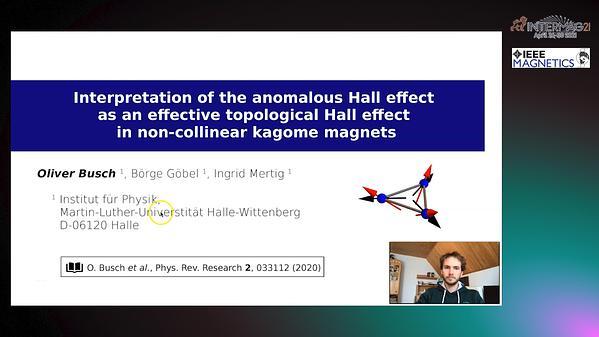  Interpretation of the anomalous Hall effect as an effective topological Hall effect in noncollinear kagome magnets