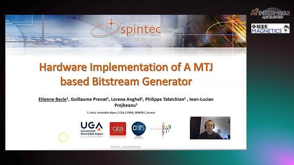  Hardware Implementation of a Magnetic Tunnel Junction based Bitstream Generator for Stochastic Computing