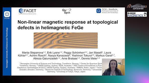  Non-linear Magnetic Response at Topological Defects in Helimagnetic FeGe