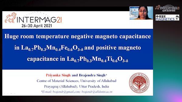  Huge room temperature negative magneto capacitance in La0.7Pb0.3Mn0.4Fe0.6O3-δ and positive magneto capacitance in La0.7Pb0.3Mn0.4Ti0.6O3-δ