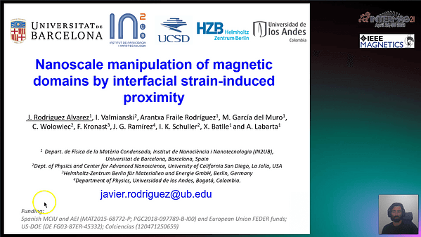  Nanoscale manipulation of magnetic domains by interfacial strain-induced proximity