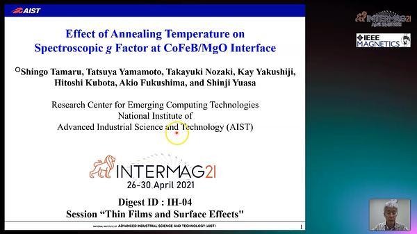  Effect of Annealing Temperature on Spectroscopic g Factor at CoFeB/MgO Interface