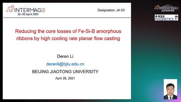  Reducing the Core Losses of Fe-Si-B Amorphous Ribbons by High Cooling Rate Planar Flow Casting