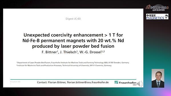  Unexpected coercivity enhancement > 1 T for Nd-Fe-B permanent magnets with 20 wt.% Nd produced by laser powder bed fusion