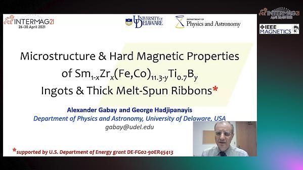  Microstructure and Hard Magnetic Properties of Sm1-xZrx(Fe,Co)11.3-yTi0.7By Ingots and Thick Melt-Spun Ribbons