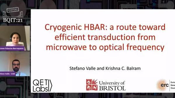 Cryogenic HBAR: a route toward efficient transduction from microwave to optical frequency