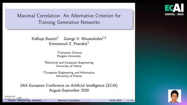 Maximal Correlation: An Alternative Criterion for Training Generative Networks