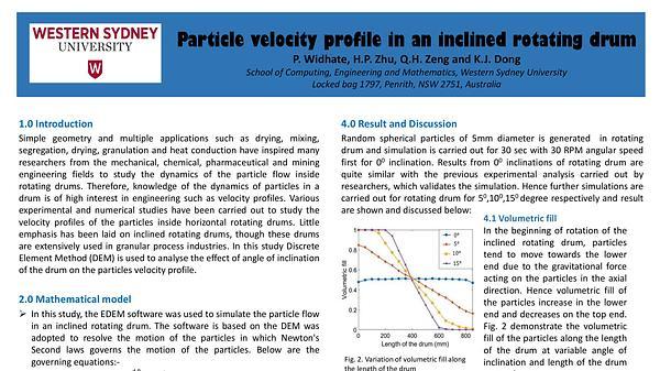 Particle velocity profile in an inclined rotating drum