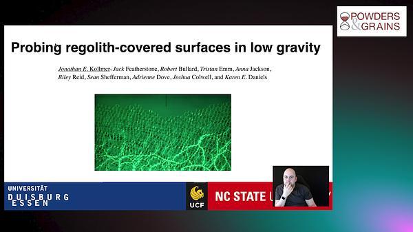 Probing regolith-covered surfaces in low gravity