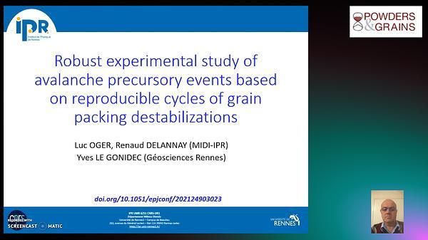 Robust experimental study of avalanche precursory events based on reproducible cycles of grain packing destabilizations