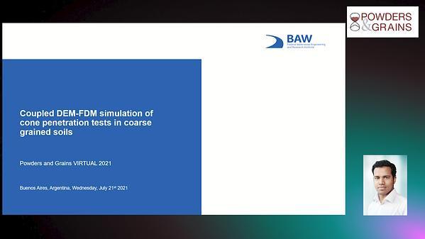 Coupled DEM-FDM simulation of cone penetration tests in coarse grained soils