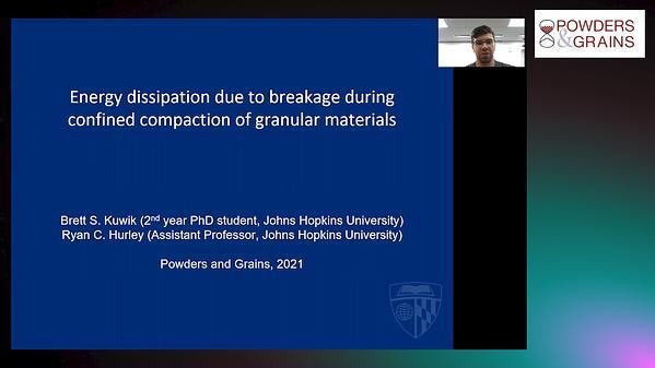 Energy dissipation due to breakage during confined compaction of granular materials