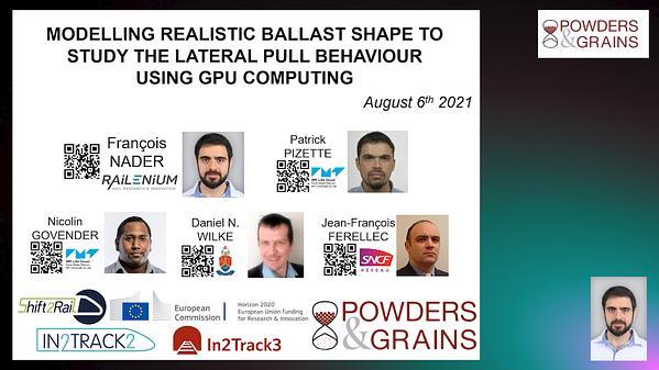 Modelling realistic ballast shape to study the lateral pull behaviour using GPU computing