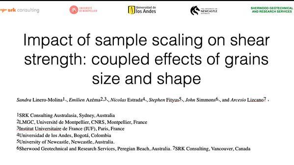 Impact of sample scaling on shear strength: coupled effects of grains size and shape