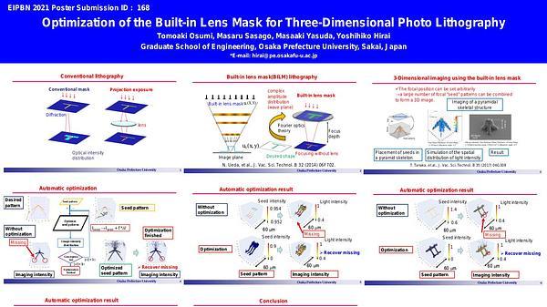Optimization of the Built-in Lens Mask for Three-Dimensional Photo Lithography