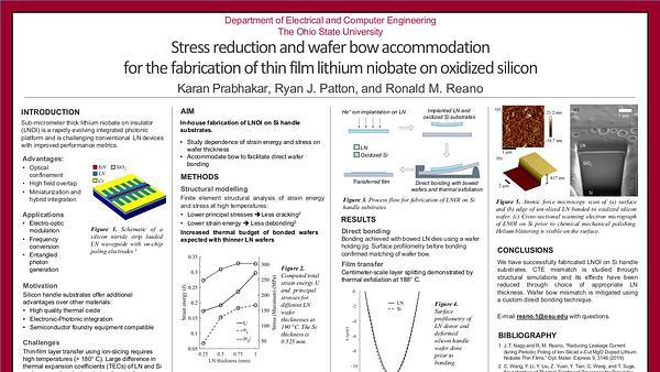 Stress reduction and wafer bow accommodation for the fabrication of thin film lithium niobate on oxidized silicon