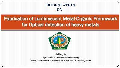 Fabrication of luminescent metal-organic framework for optical detection of heavy metals