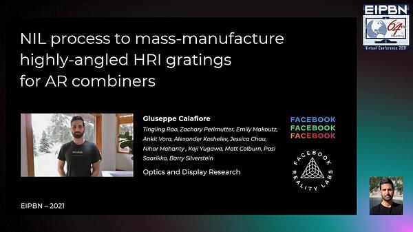 Nanoimprint process to mass manufacture highly-angled high-RI gratings for augmented reality combiners