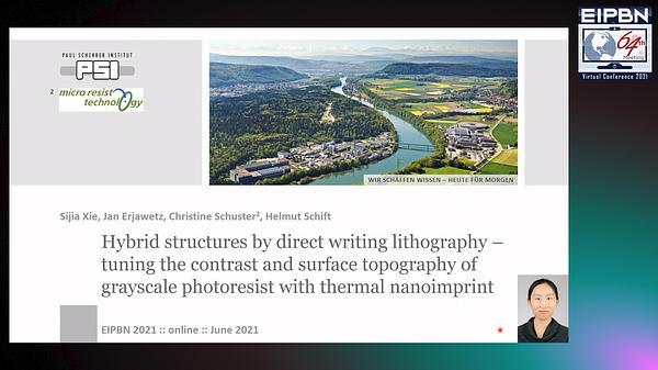 Hybrid structures achieved by direct writing laser lithography - tuning the contrast and surface topography of grayscale photoresist with nanoimprint lithography