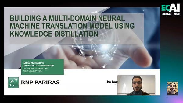 Building a Multi-domain Neural Machine Translation Model using Knowledge Distillation