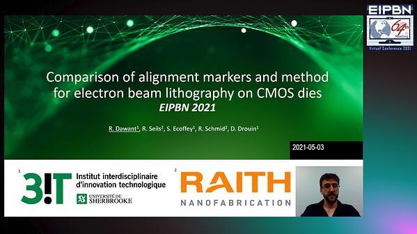 Comparison of alignment markers and method for electron-beam lithography on CMOS dies