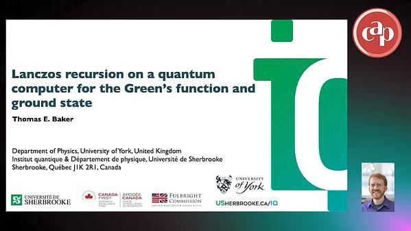 Lanczos recursion on a quantum computer for the Green's function and ground state