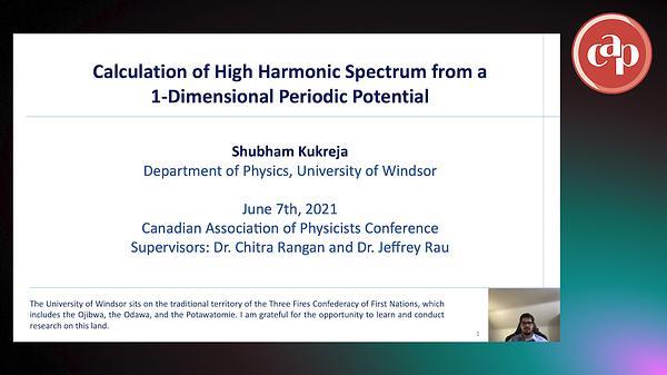 Calculation of High Harmonic Spectrum from a 1D periodic potential