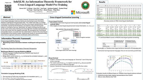 InfoXLM: An Information-Theoretic Framework for Cross-Lingual Language Model Pre-Training