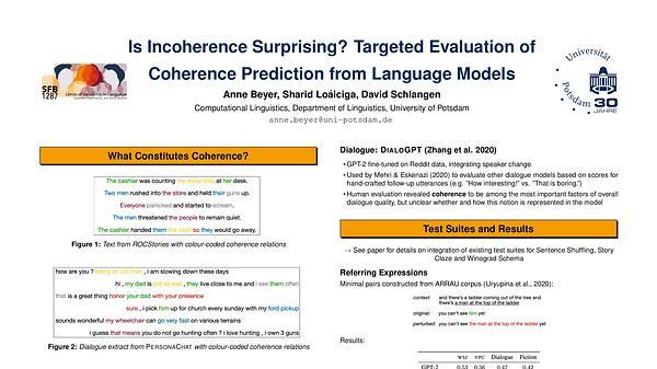 Is Incoherence Surprising? Targeted Evaluation of Coherence Prediction from Language Models