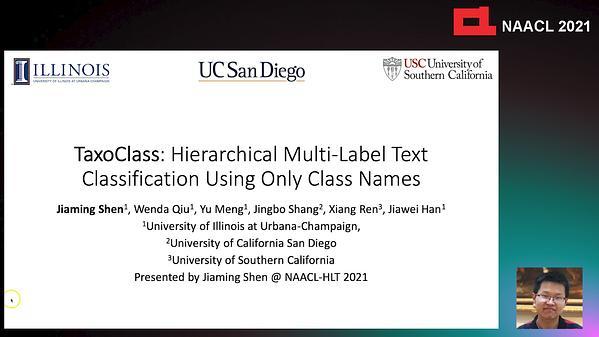 TaxoClass: Hierarchical Multi-Label Text Classification Using Only Class Names