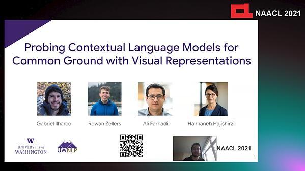 Probing Contextual Language Models for Common Ground with Visual Representations