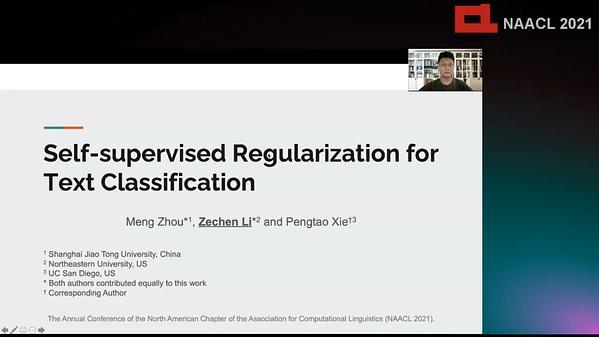 Self-supervised Regularization for Text Classification