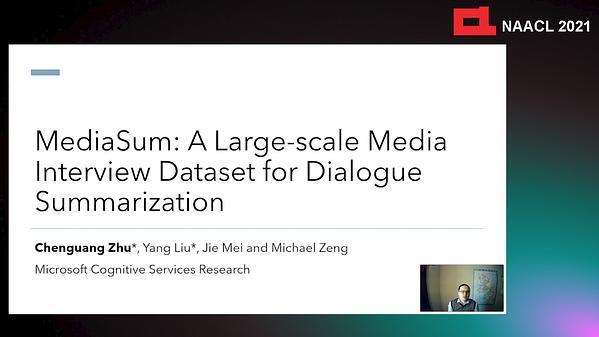 MediaSum: A Large-scale Media Interview Dataset for Dialogue Summarization