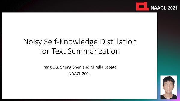 Noisy Self-Knowledge Distillation for Text Summarization