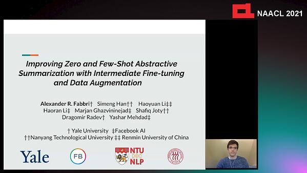 Improving Zero and Few-Shot Abstractive Summarization with Intermediate Fine-tuning and Data Augmentation