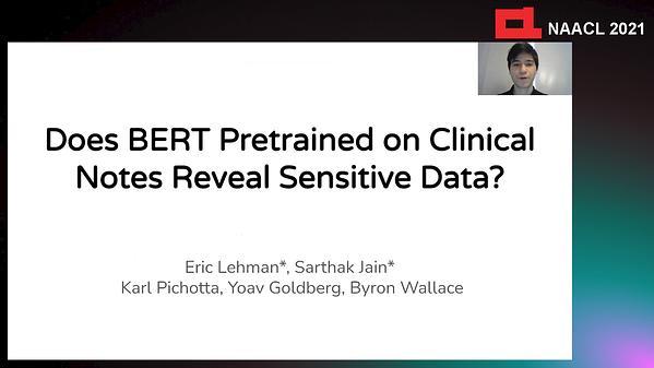 Does BERT Pretrained on Clinical Notes Reveal Sensitive Data?