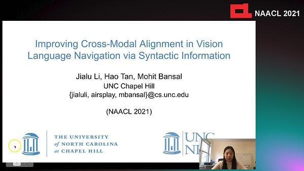 Improving Cross-Modal Alignment in Vision Language Navigation via Syntactic Information