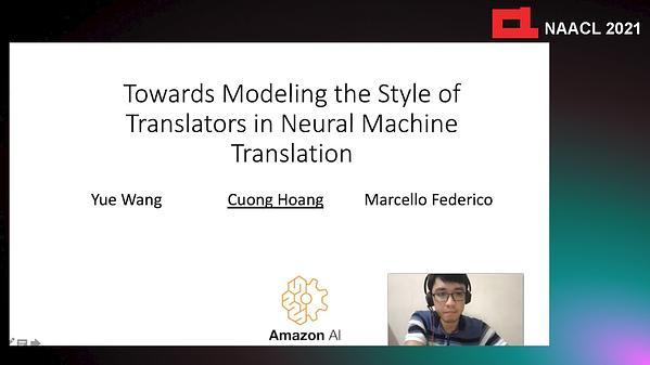 Towards Modeling the Style of Translators in Neural Machine Translation