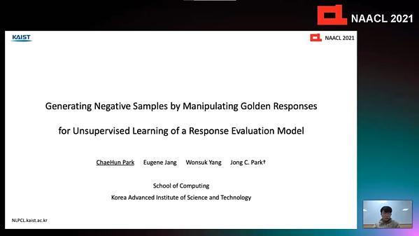 Generating Negative Samples by Manipulating Golden Responses for Unsupervised Learning of a Response Evaluation Model