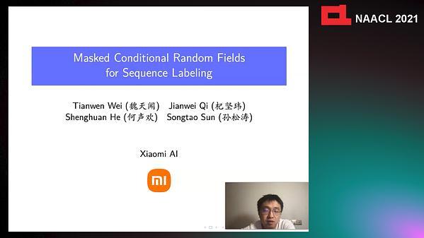 Masked Conditional Random Fields for Sequence Labeling