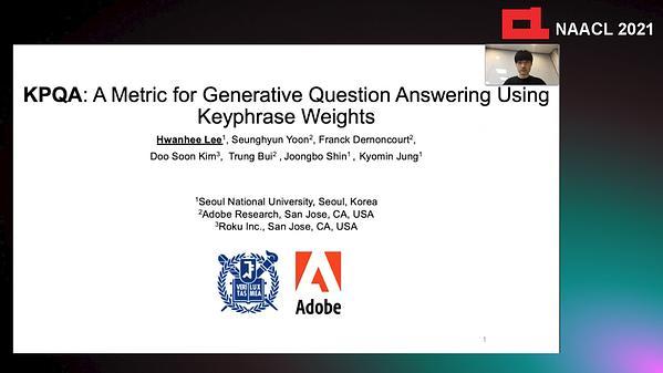 KPQA: A Metric for Generative Question Answering Using Keyphrase Weights