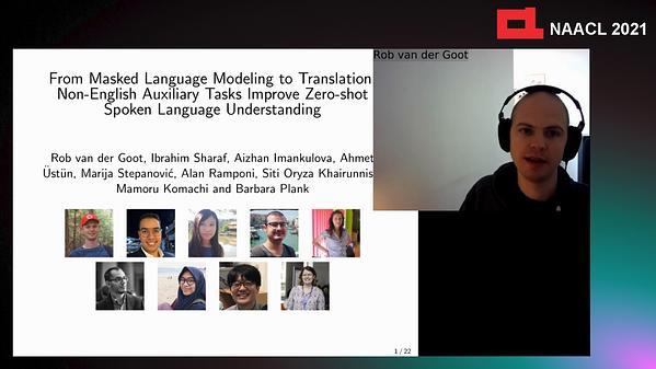 From Masked-Language Modeling to Translation: Non-English Auxiliary Tasks Improve Zero-shot Spoken Language Understanding