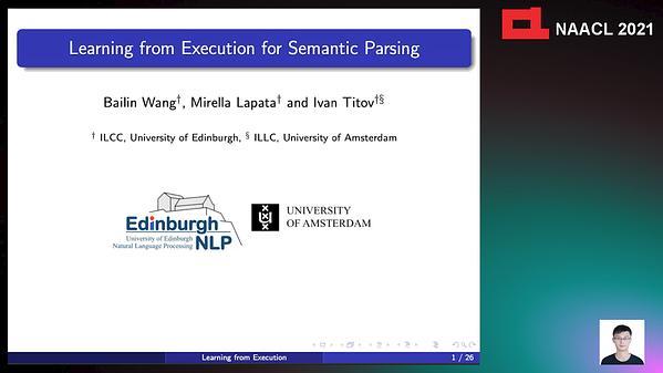 Learning from Executions for Semantic Parsing