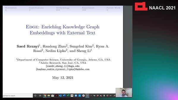 Edge: Enriching Knowledge Graph Embeddings with External Text
