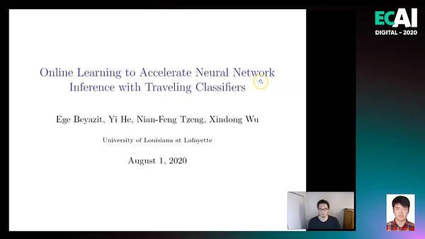 Online Learning to Accelerate Neural Network Inference with Traveling Classifiers